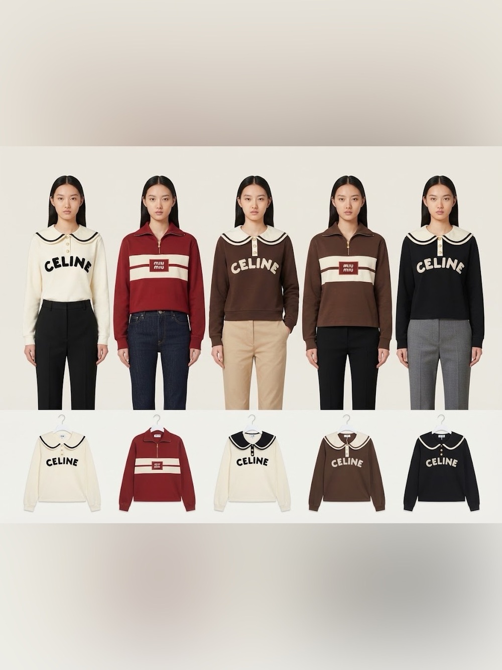 Cream, Burgundy, Brown & Black Logo Sweater Collection